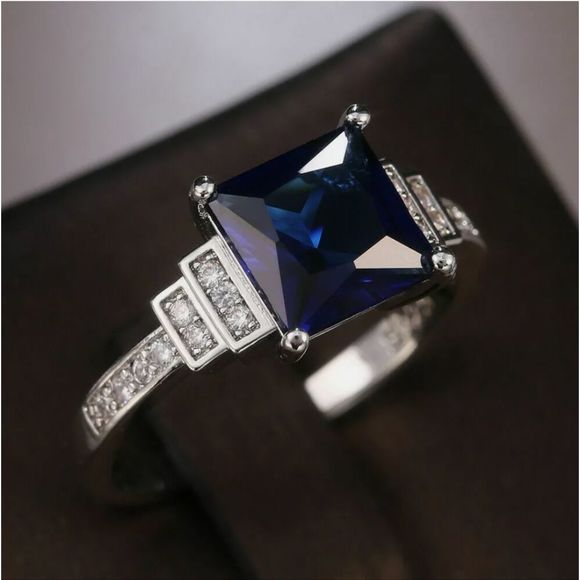 Ring Jewelry - Gorgeous Jewelry 925 Silver Rings Blue Sapphire for Women Wedding Ring
